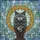 Fluffy Charcoal British Shorthair Cat Ornate Plinth Golden Filigree - Home Decor Gift for Cat Lover Stained Glass Suncatcher - 5