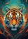 Piercing Orange Eyes Tiger Face Sharp Whiskers Teal Orange Gold - Wildlife Lover Home Decor Gift Garden Flag - 6