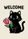 Black Cat Holding Pink Tulip Welcome Message Home Decor Gift Garden Flag - 6
