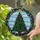 Christmas Tree Golden Star Red Ribbons Ornaments Multi-Color Border Blue Sky - Christmas Gift Stained Glass Suncatcher - 2