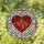 Mosaic Heart Golden ECG Heartbeat Line Red Glass Clear Border - Home Decor Gift Stained Glass Suncatcher - 1