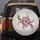 Soft Pink Four Petal Flowers with Black Stamens Dark Wispy Swirls - Floral Decor Gift Spare Tire Cover - 5
