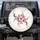 Soft Pink Four Petal Flowers with Black Stamens Dark Wispy Swirls - Floral Decor Gift Spare Tire Cover - 1