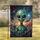 Jovial Green Alien Peace Sign Flying Saucer Cosmic Space - Gift for Sci-Fi Fan Garden Flag - 1