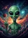 Jovial Green Alien Peace Sign Flying Saucer Cosmic Space - Gift for Sci-Fi Fan Garden Flag - 6