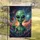 Jovial Green Alien Peace Sign Flying Saucer Cosmic Space - Gift for Sci-Fi Fan Garden Flag - 5