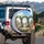 Sun-Drenched Garden Vista Floral Blooms Stone Arch Climbing Vines - Home Decor Gift for Garden Enthusiast Spare Tire Cover - 3