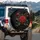 Deep Red Rose Floral Bloom with Emerald Green Leaves - Garden Lover Everyday Accent Spare Tire Cover - 3