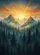 Majestic Misty Pine Forest Mountain Range Golden Sunrise Sunset Glow - Nature Lover Gift Garden Flag - 6