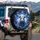 White Bull Electric Lightning Glowing Eyes Cosmic Galaxy - Vehicle Accessory Gift Spare Tire Cover - 3