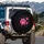 Hot Pink Paw Prints Upward Trailing Fluid Dust Trails - Pet Lover Gift Spare Tire Cover - 3