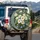 Large Pristine White Daisies Bright Yellow Centers Sky-Blue Forget-Me-Nots Green Foliage - Nature Lover Gift Spare Tire Cover - 3