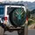 Majestic Dragon Teal Turquoise Scales Golden Filigree Glowing Aqua Lime Eyes - Fantasy Lover Gift Spare Tire Cover - 3