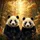 Gentle Realistic Giant Pandas Sunlit Golden Bamboo Grove - Wildlife Lover Gift Spare Tire Cover - 6