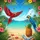 Red Blue Gold Macaws Tropical Beach Ocean Island Scene - Beach Lover Vacation Gift Spare Tire Cover - 6