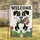 Black White Dog Tulips Daisies Welcome Sign - Thoughtful Entryway Outdoor Home Decor Garden Flag - 1