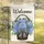 Welcome Blue Hydrangea Wicker Basket - Farmhouse Home Decor Gift Garden Flag - 5