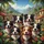 Happy Border Collies Australian Shepherd Tropical Village - Road Trip Dog Lover Gift Spare Tire Cover - 6