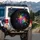 Glowing Rainbow Paw Prints Black - Pet Lover Gift for Dog Cat Owners Spare Tire Cover - 3