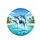 Leaping Bottlenose Dolphins Ocean Waves Tropical Island Palm Trees - Wildlife Lover Gift Spare Tire Cover - 4