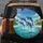 Leaping Bottlenose Dolphins Ocean Waves Tropical Island Palm Trees - Wildlife Lover Gift Spare Tire Cover - 5