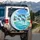 Leaping Bottlenose Dolphins Ocean Waves Tropical Island Palm Trees - Wildlife Lover Gift Spare Tire Cover - 3