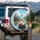 Anthropomorphic Cheerful Ducks Rustic Boat River Mountain Landscape - Outdoor Adventure Gift Spare Tire Cover - 3