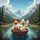 Anthropomorphic Cheerful Ducks Rustic Boat River Mountain Landscape - Outdoor Adventure Gift Spare Tire Cover - 6