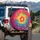 Vibrant Radial Rainbow Burst, Pink & Red Hearts - Celebration Gift for Everyday Vehicle Use Spare Tire Cover - 3