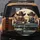 Cool Cowboy Cat Sheriff Cat Vintage Car Western Road Trip Gift for Cat Lovers Spare Tire Cover - 5