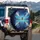 Glowing Blue Dragonfly Feathers Berries Swirls Splatters - Wildlife Lover Gift Spare Tire Cover - 3