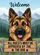 German Shepherd Welcome Sign Funny Dog Rule - Rustic Mountain Landscape Home Decor Gift Garden Flag - 6