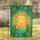 Golden Smiling Sun Wavy Rays Green Teal Leaves Lush Foliage Golden Speckles Home Decor Gift Garden Flag - 1