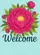 Fuchsia Pink Peony Golden Center Welcome Teal Script Aqua Floral - Home Decor Gift Garden Flag - 6