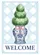 Welcome Topiary Tree Chinoiserie Ginger Jar Trailing Vines Home Decor Gift Garden Flag - 6