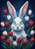 Fluffy Brown Rabbit with Alert Ears Spring Flower Garden - Wildlife Lover Home Decor Gift Garden Flag - 6