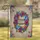 Vibrant Floral Wreath Welcome Sign Blue Butterflies Rustic Burlap - Welcoming Home Decor Gift Garden Flag - 1