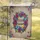 Vibrant Floral Wreath Welcome Sign Blue Butterflies Rustic Burlap - Welcoming Home Decor Gift Garden Flag - 5