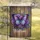 Realistic Iridescent Butterfly Welcome Purple Flowers Rustic Wood - Home Decor Gift Garden Flag - 5
