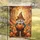 Garden Gnome Embracing Pumpkin Autumn Leaves Forest - Fall Home Decor Garden Flag - 5