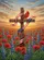 Red Cardinal American Flag Cross Poppies God Bless America - Patriotic Decor Garden Flag - 6