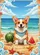 Happy Pembroke Welsh Corgi Beach Watermelon Starfish - Coastal Home Decor for Dog Lovers Garden Flag - 6