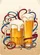 Golden Lager Beer Glasses Frothy Foam Red Blue Ribbons - Home Bar Decor Gift Garden Flag - 6