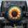 Sunflower Unfurling Petals Seed Head Botanical Bokeh - Outdoor Decor Gift Spare Tire Cover - 1