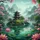 Asian Pagoda Emerald Lake Pink Lotus Lily Pad Waterfalls - Home Decor Gift Spare Tire Cover - 6