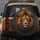 Front Facing Lion Amber Eyes Fiery Mane Blue Feather - Wildlife Lover Gift Spare Tire Cover - 5