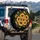 Sunflowers Yellow Petals Brown Centers Green Foliage Dark Background - Garden Lover Gift Spare Tire Cover - 3