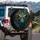 Ancient Dragon Face Mismatched Eyes Gold Accents Swirling Tendrils - Fantasy Lover Gift Spare Tire Cover - 3