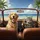 Golden Retriever Dog Tabby Cat Steering Wheel Beach - Vehicle Travel Essentials Spare Tire Cover - 6