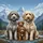 Poodle Goldendoodle Family Mountain Landscape - Dog Lover Outdoor Adventure Gift Spare Tire Cover - 6